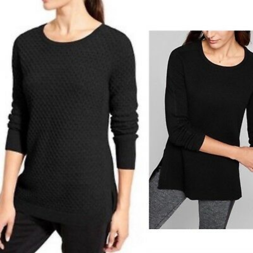 ATHLETA HONEYCOMB MERINO WOOL SWEATER - Picture 3 of 8